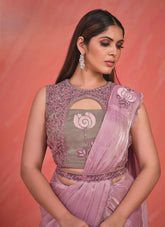 Decorative Partywear Pink Colour Saree